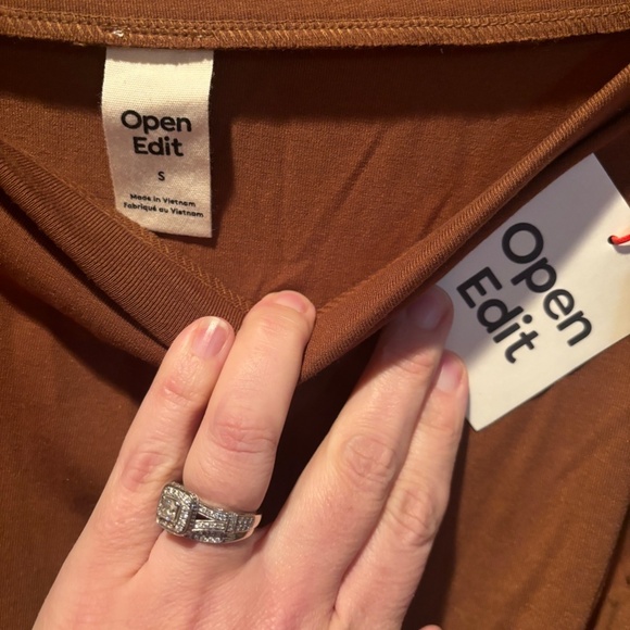 Nordstrom Open Edit Side Ruched Midi Skirt in Brown Toffee Small NWT - Picture 4 of 6